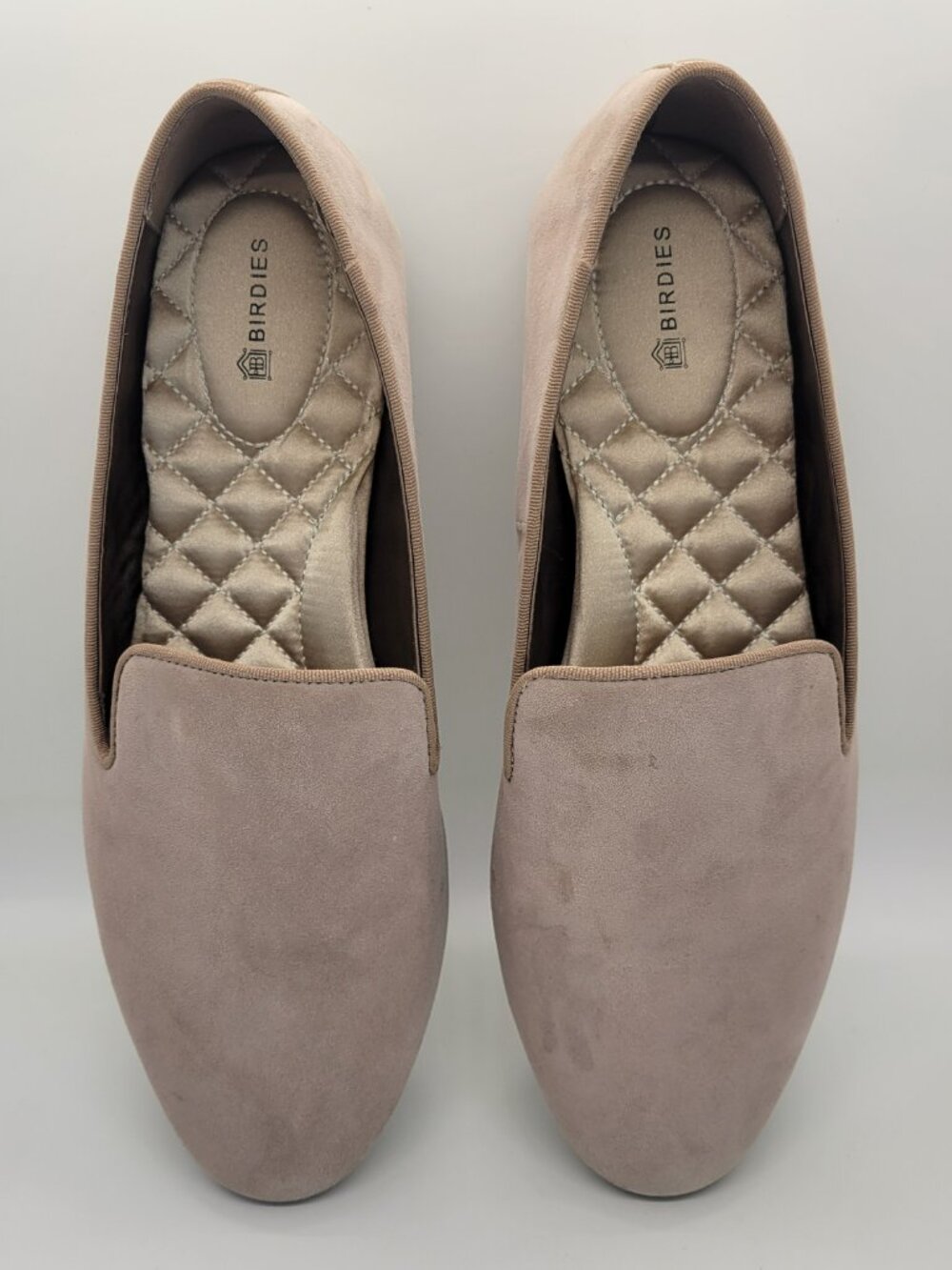Birdies Starling Loafers Women 8.5 Latte Suede Smoking Slippers Comfort Flat Tan - Picture 3 of 15